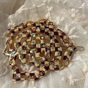 Checkerboard Rose Hair Clip